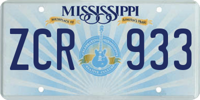 MS license plate ZCR933