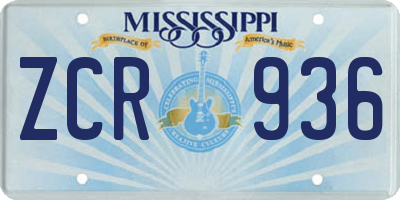 MS license plate ZCR936
