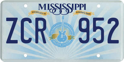 MS license plate ZCR952