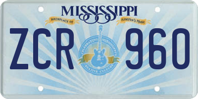 MS license plate ZCR960