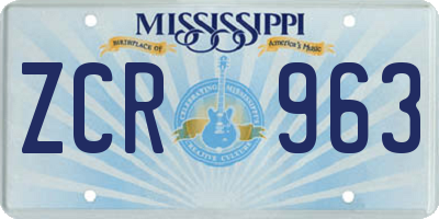 MS license plate ZCR963