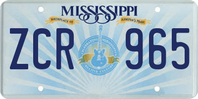 MS license plate ZCR965