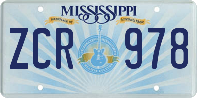 MS license plate ZCR978