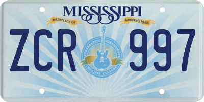 MS license plate ZCR997