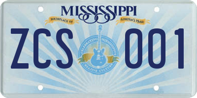 MS license plate ZCS001