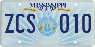 MS license plate ZCS010
