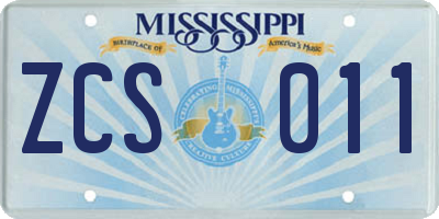 MS license plate ZCS011