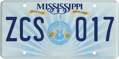 MS license plate ZCS017