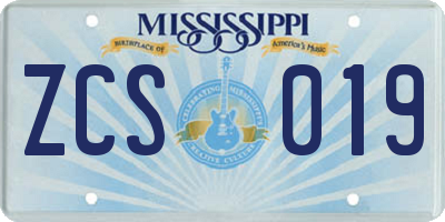 MS license plate ZCS019