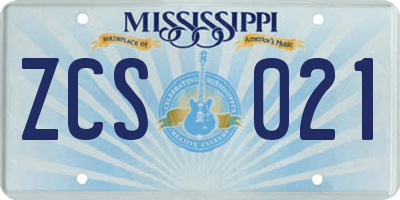 MS license plate ZCS021