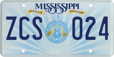 MS license plate ZCS024