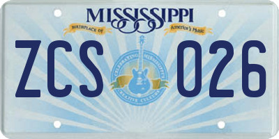 MS license plate ZCS026