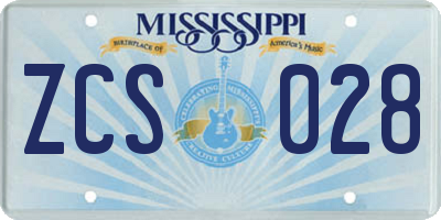 MS license plate ZCS028