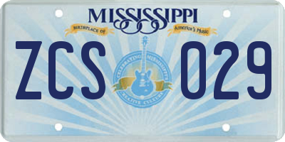 MS license plate ZCS029