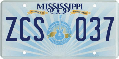 MS license plate ZCS037