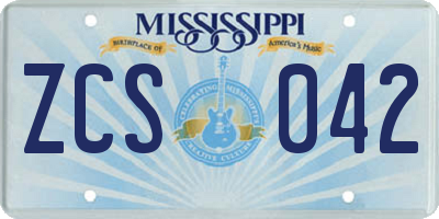 MS license plate ZCS042