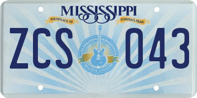 MS license plate ZCS043