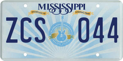 MS license plate ZCS044