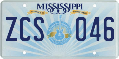 MS license plate ZCS046