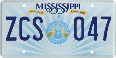 MS license plate ZCS047