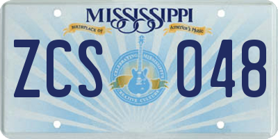 MS license plate ZCS048