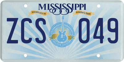 MS license plate ZCS049