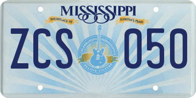 MS license plate ZCS050