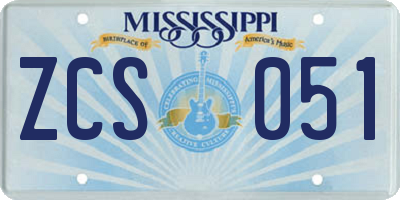 MS license plate ZCS051