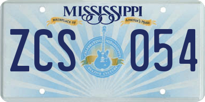 MS license plate ZCS054
