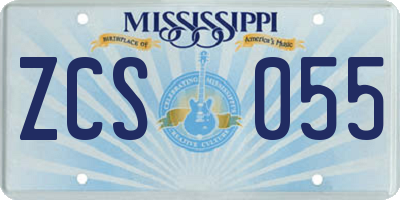 MS license plate ZCS055