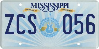 MS license plate ZCS056