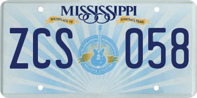 MS license plate ZCS058