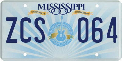 MS license plate ZCS064