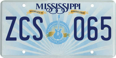 MS license plate ZCS065