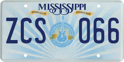 MS license plate ZCS066