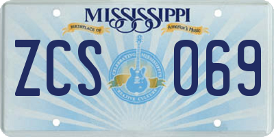 MS license plate ZCS069
