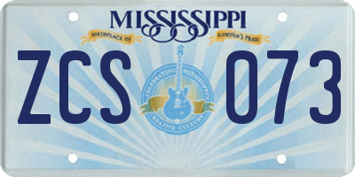 MS license plate ZCS073