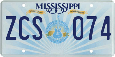 MS license plate ZCS074
