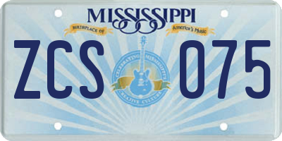 MS license plate ZCS075