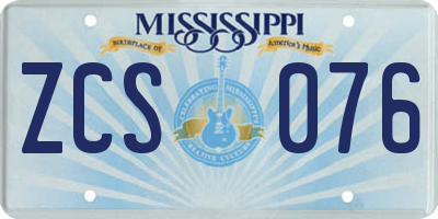 MS license plate ZCS076