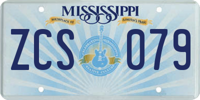 MS license plate ZCS079
