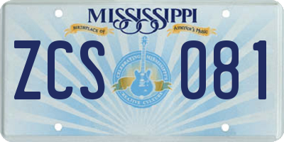 MS license plate ZCS081