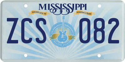 MS license plate ZCS082