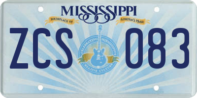 MS license plate ZCS083