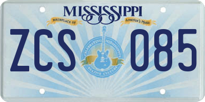 MS license plate ZCS085