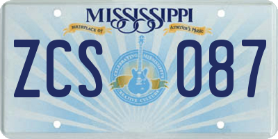 MS license plate ZCS087