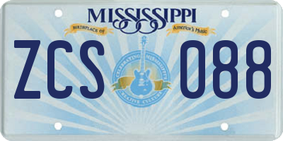 MS license plate ZCS088