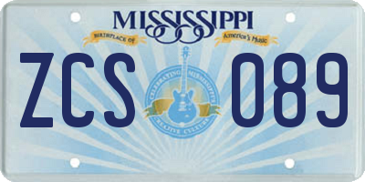 MS license plate ZCS089