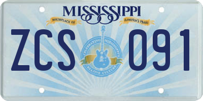 MS license plate ZCS091