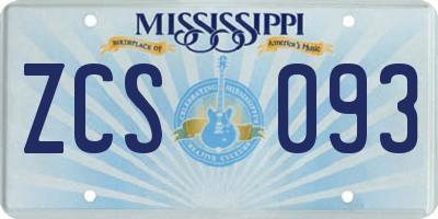 MS license plate ZCS093